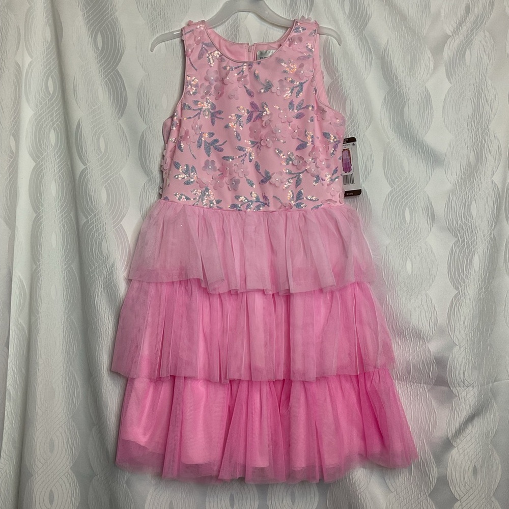 Rare Editions size 14/16  pink sequin dress NWT